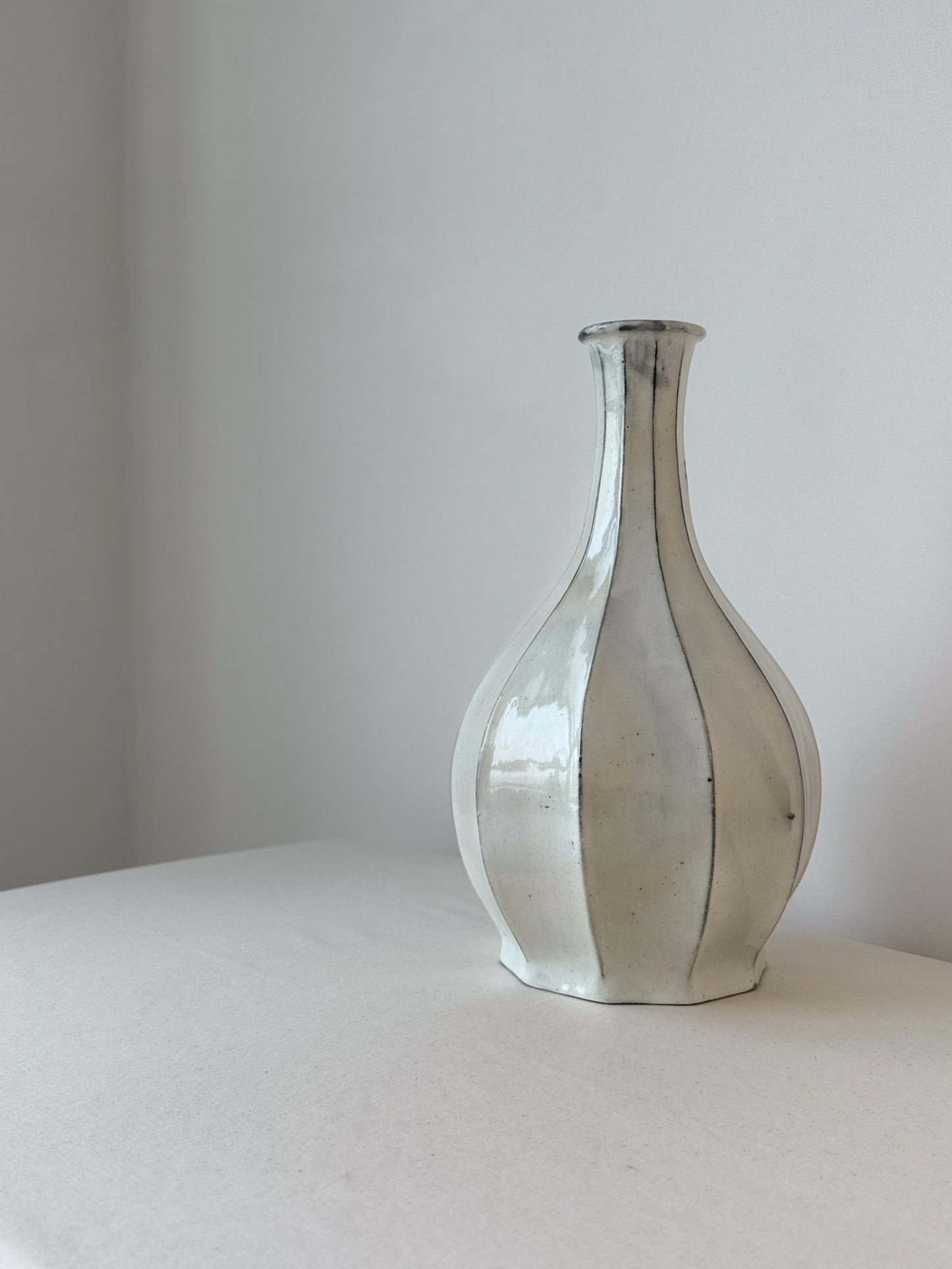 Milky White Faceted Bottle