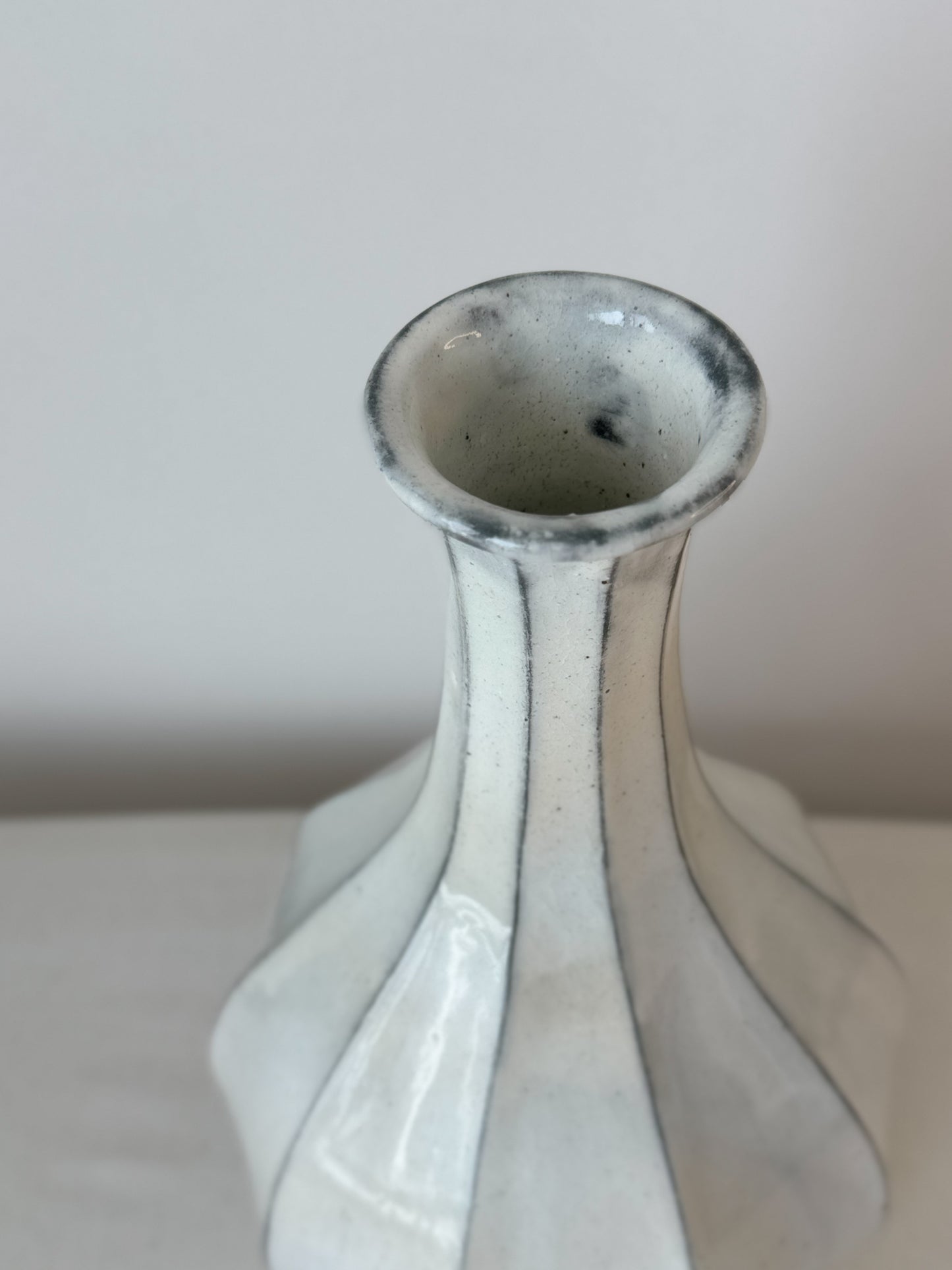 Milky White Faceted Bottle