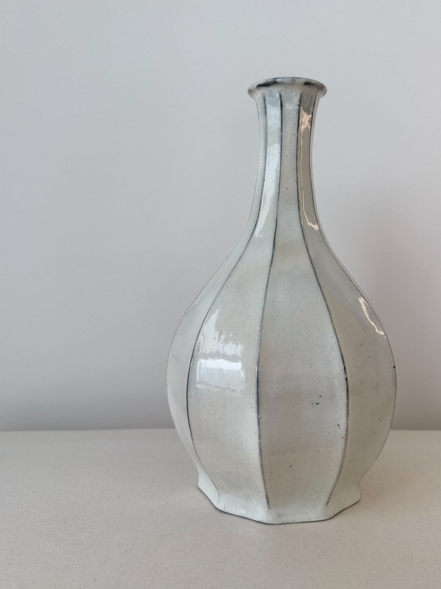 Milky White Faceted Bottle