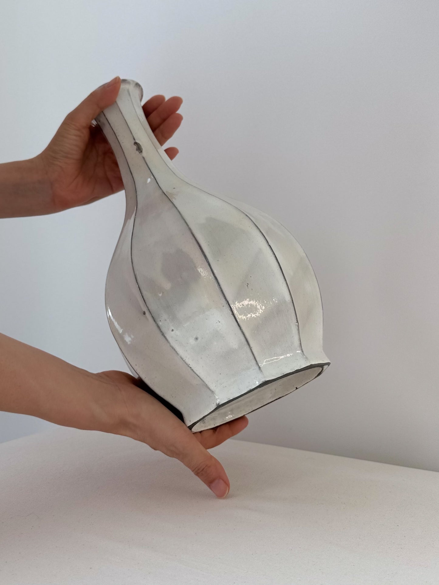 Milky White Faceted Bottle