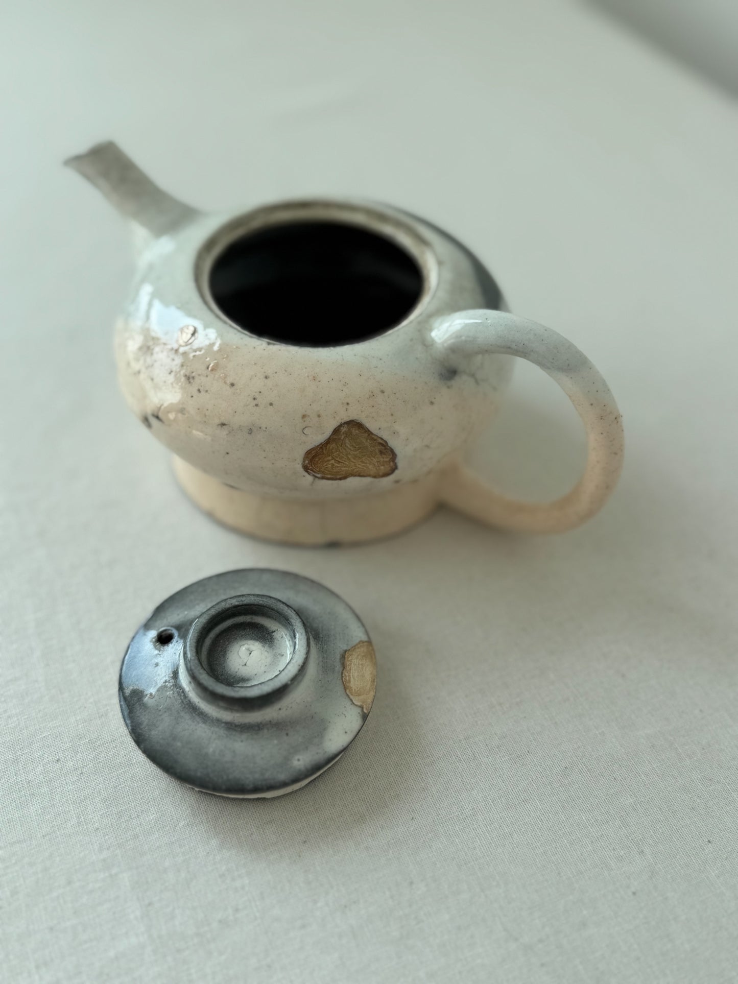Apricot Rain – Black Slip Glazed Teapot
