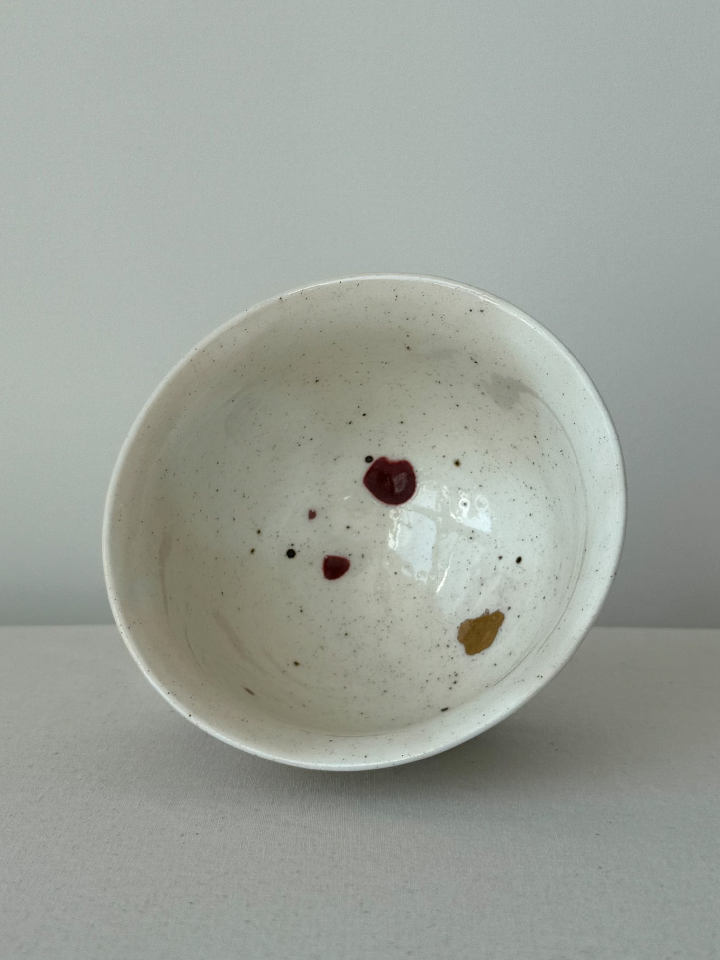 Falling Petals White Porcelain Chawan