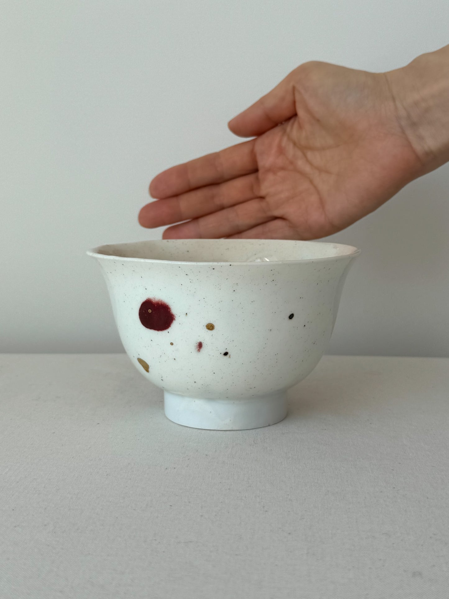 Falling Petals White Porcelain Chawan