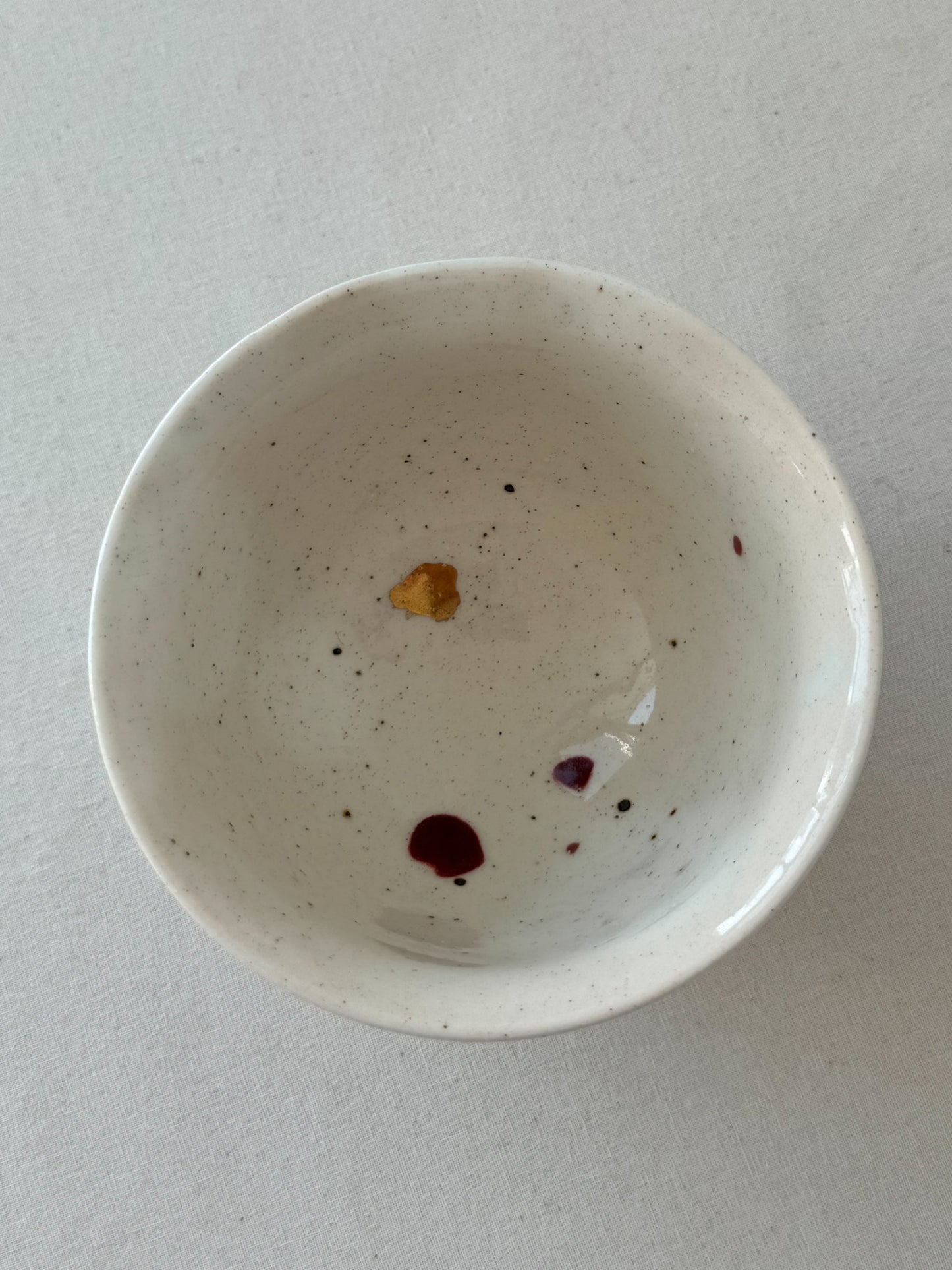 Falling Petals White Porcelain Chawan