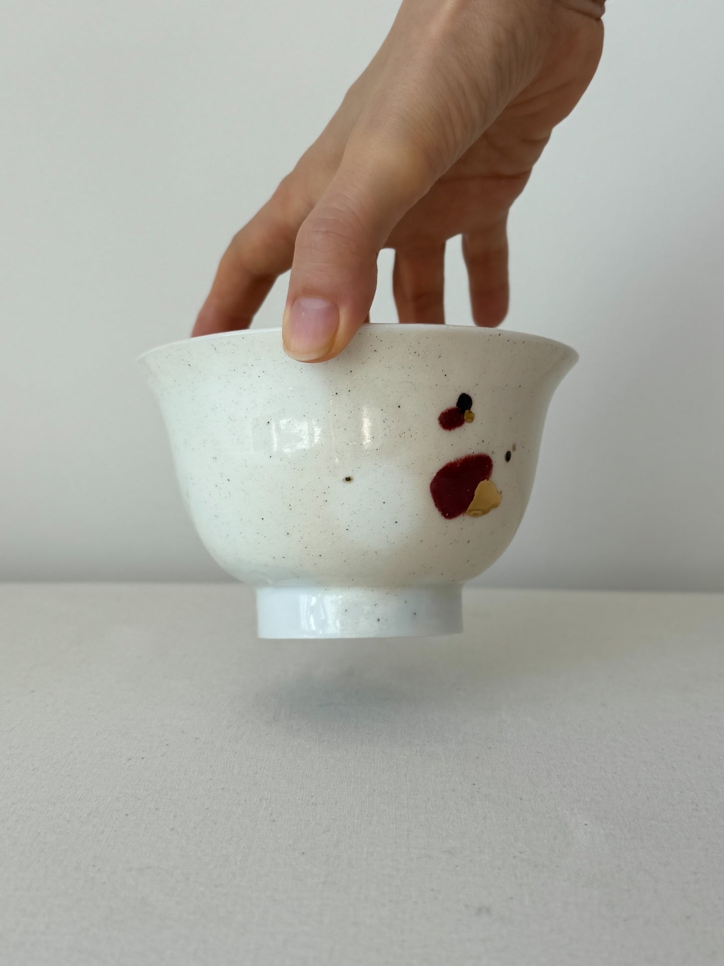 Falling Petals White Porcelain Chawan