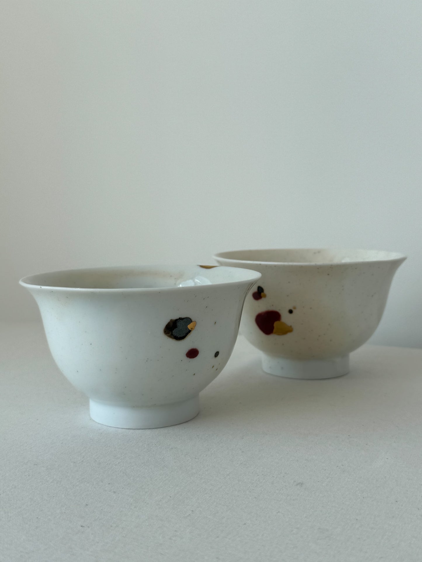 Falling Petals White Porcelain Chawan