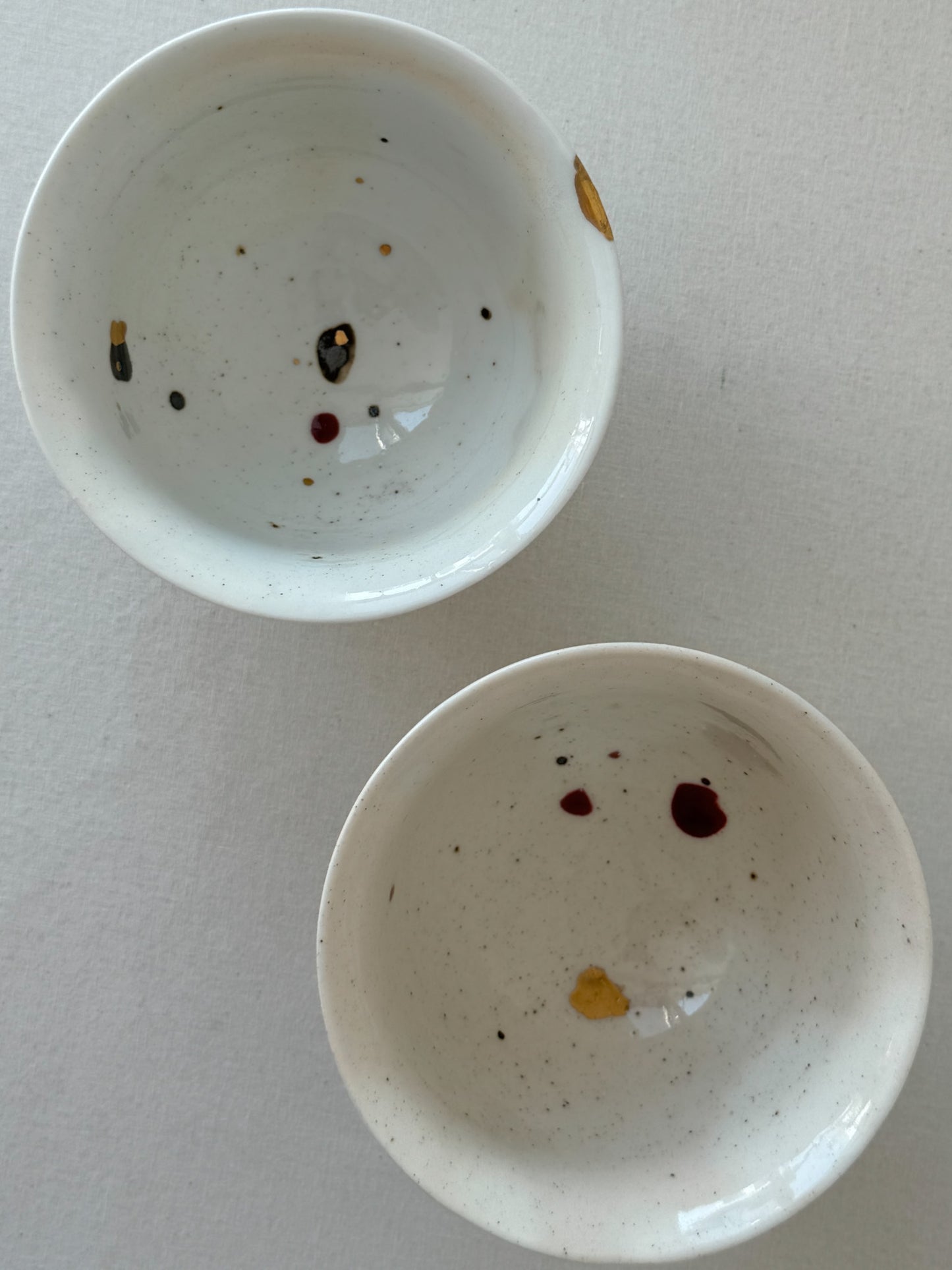 Falling Petals White Porcelain Chawan