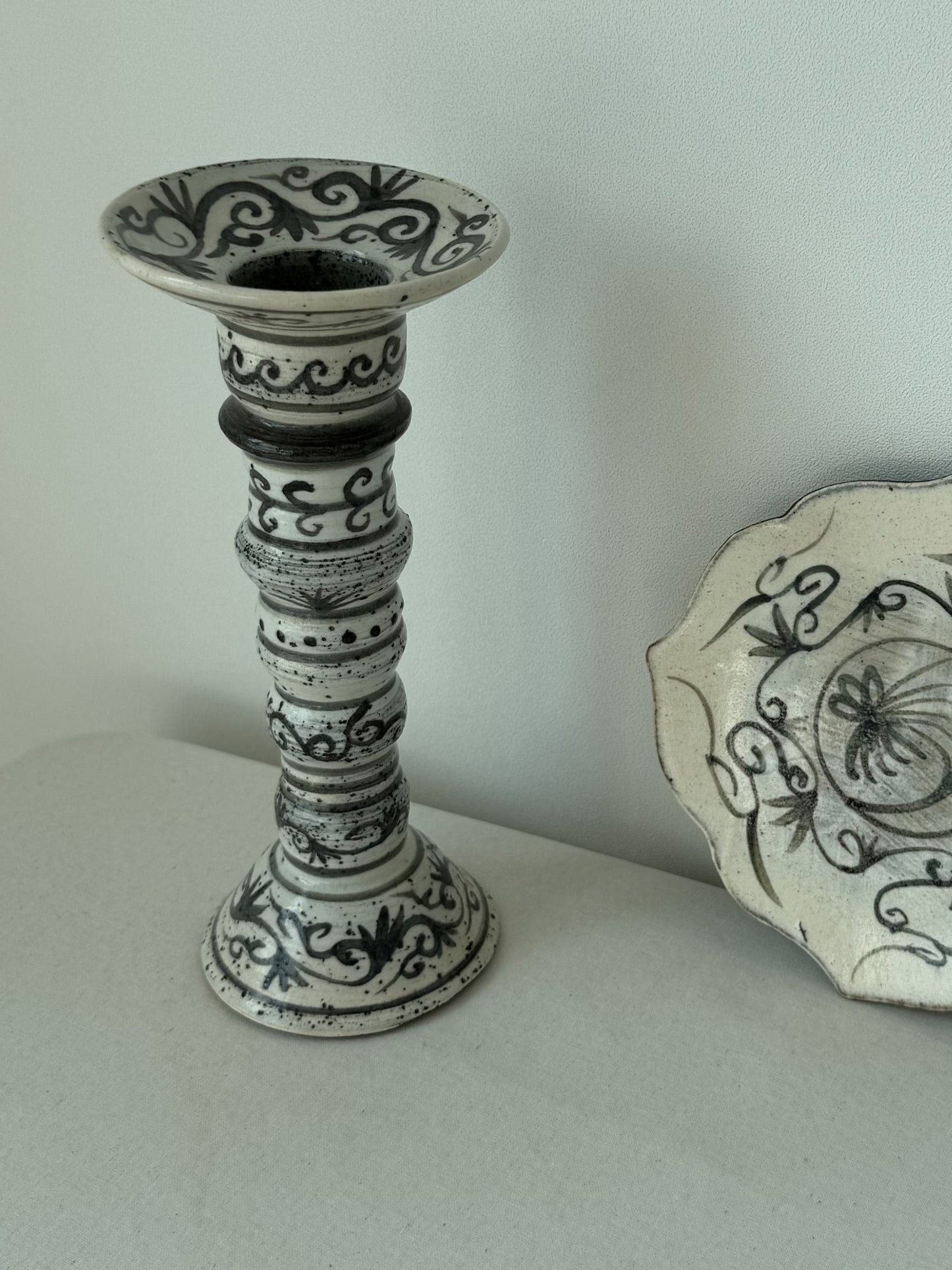 Buncheong Vine Candlestick