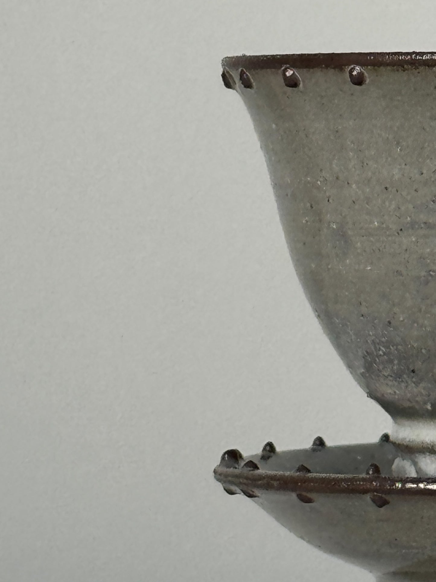 Black Clay Dotted Rim Tea Cup with Saucer