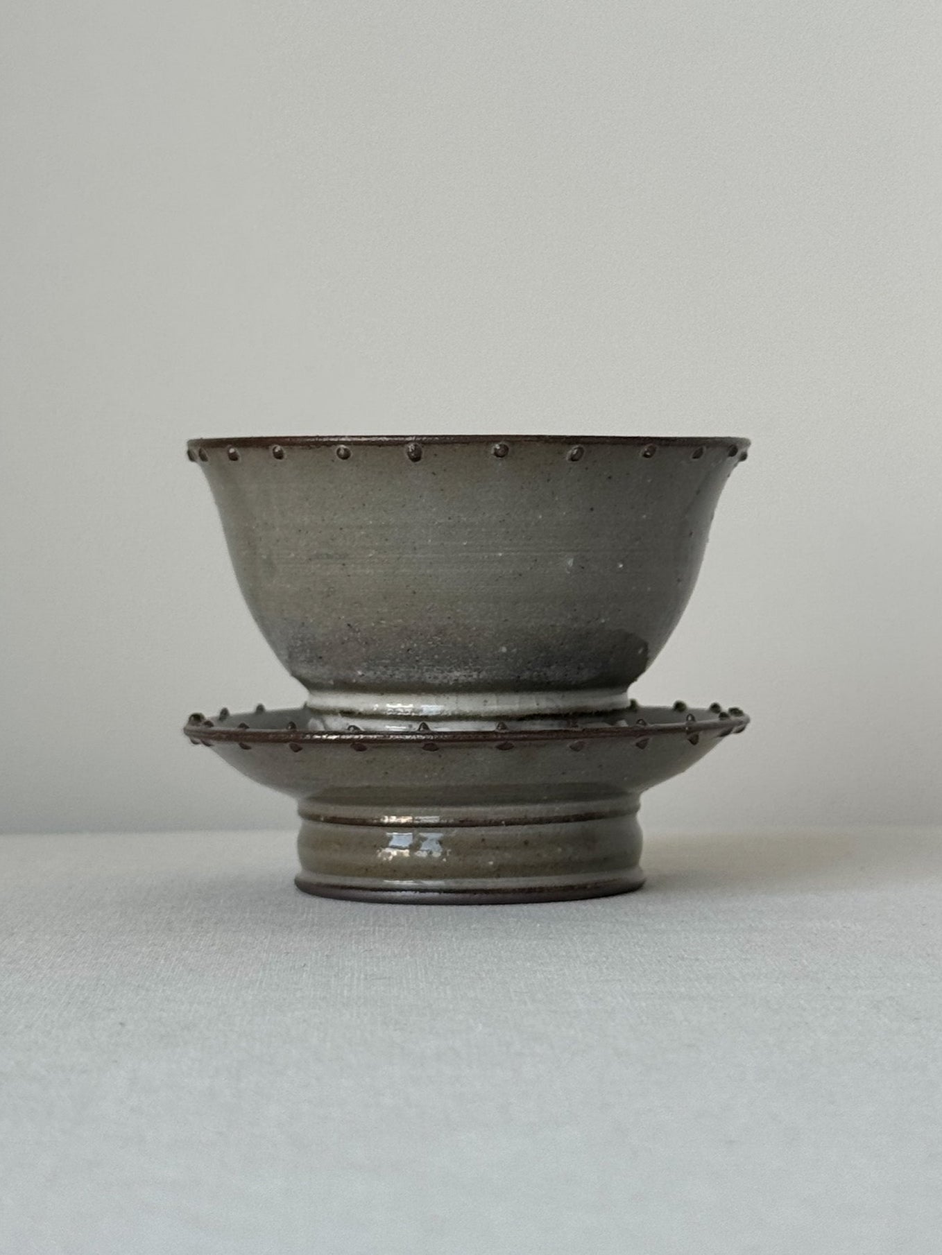 Black Clay Dotted Rim Tea Cup with Saucer