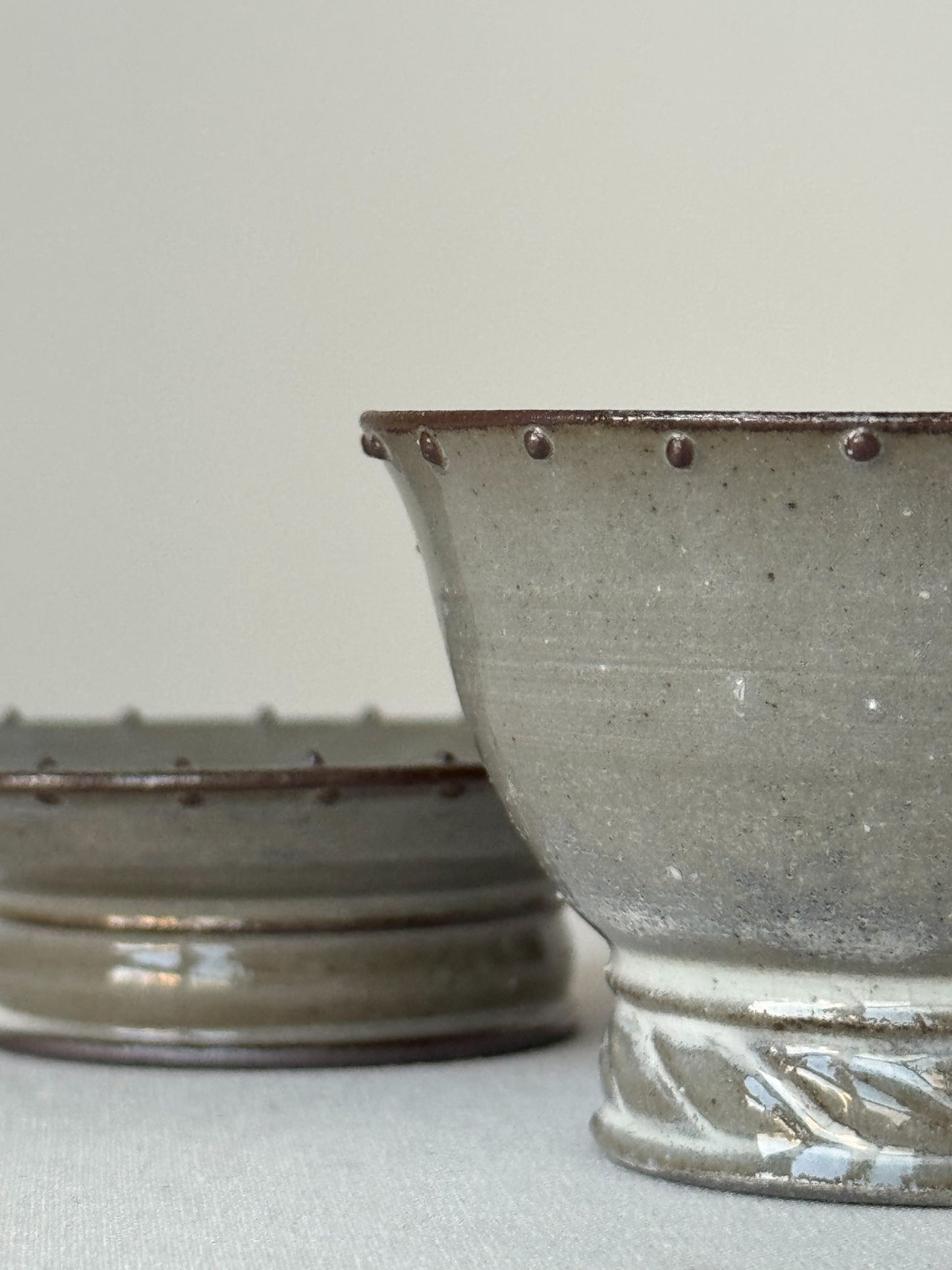 Black Clay Dotted Rim Tea Cup with Saucer