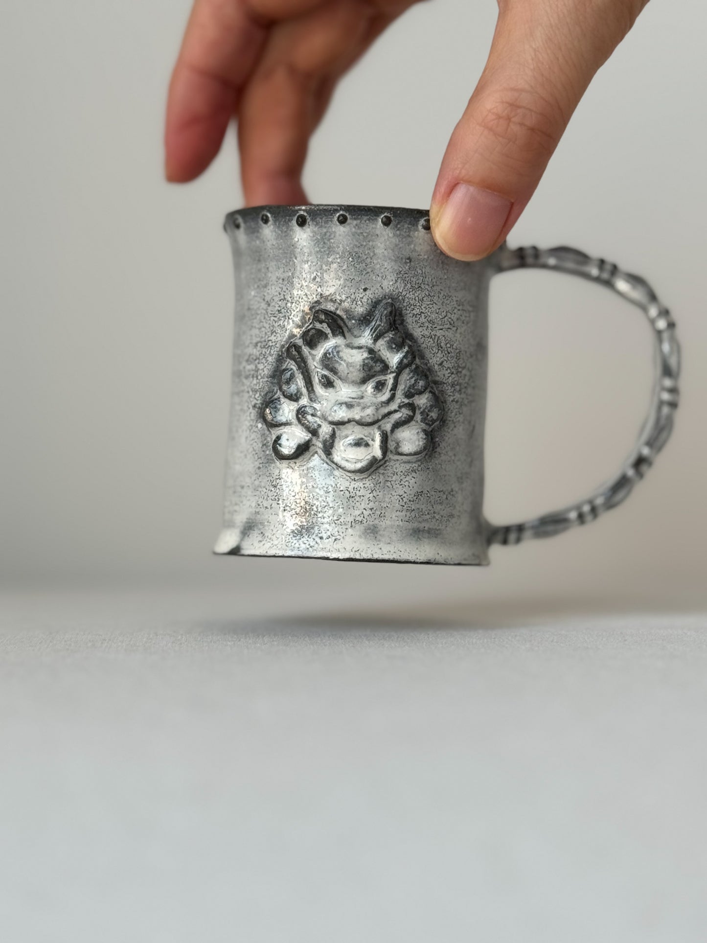 Black Clay Dragon Handle Mug