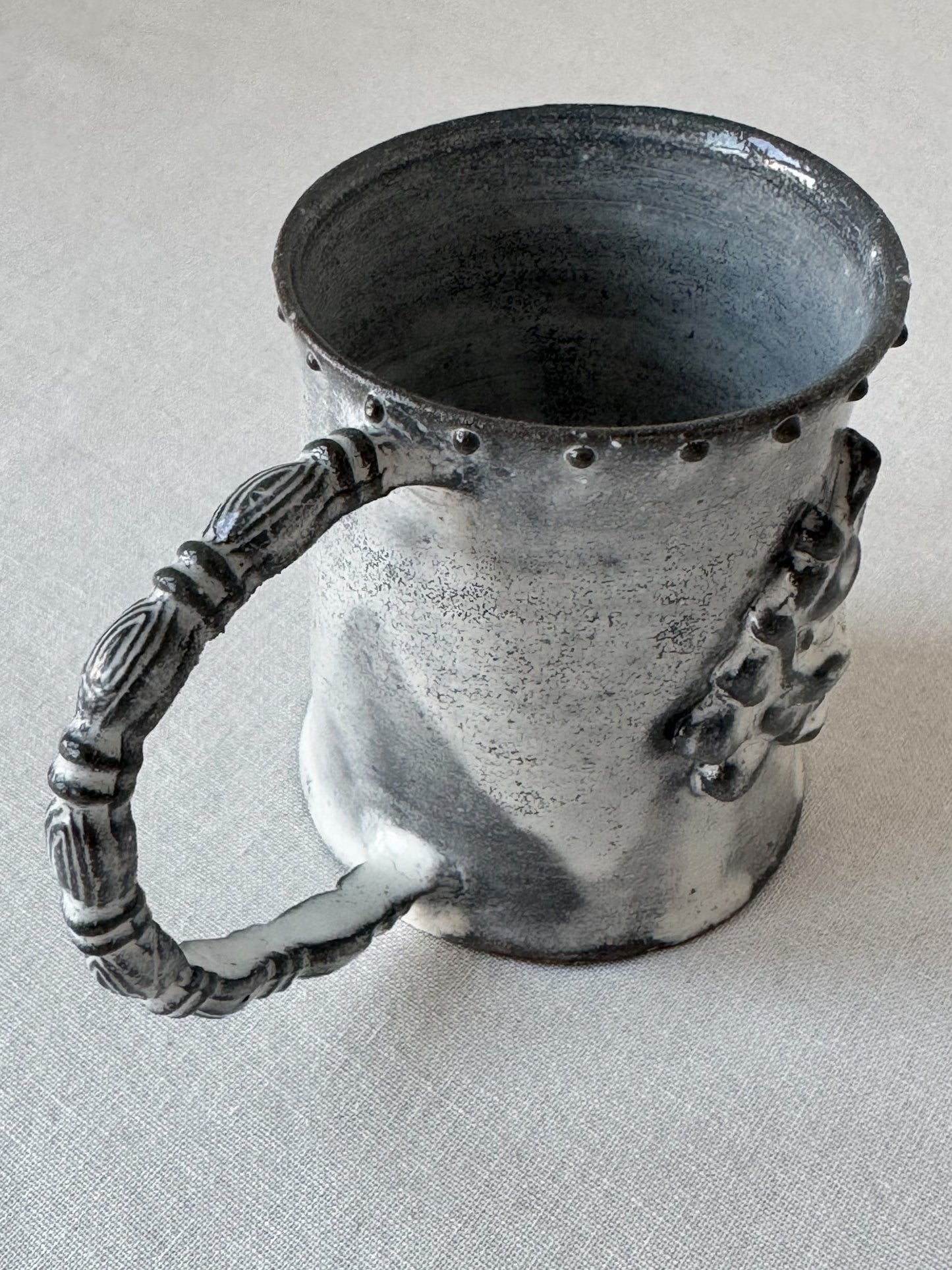 Black Clay Dragon Handle Mug