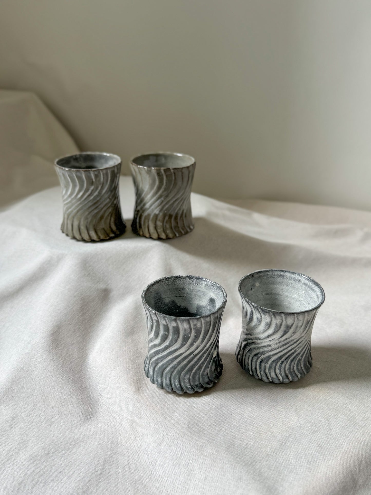 Black Clay Rising Wave Cup Set – Silver / Khaki