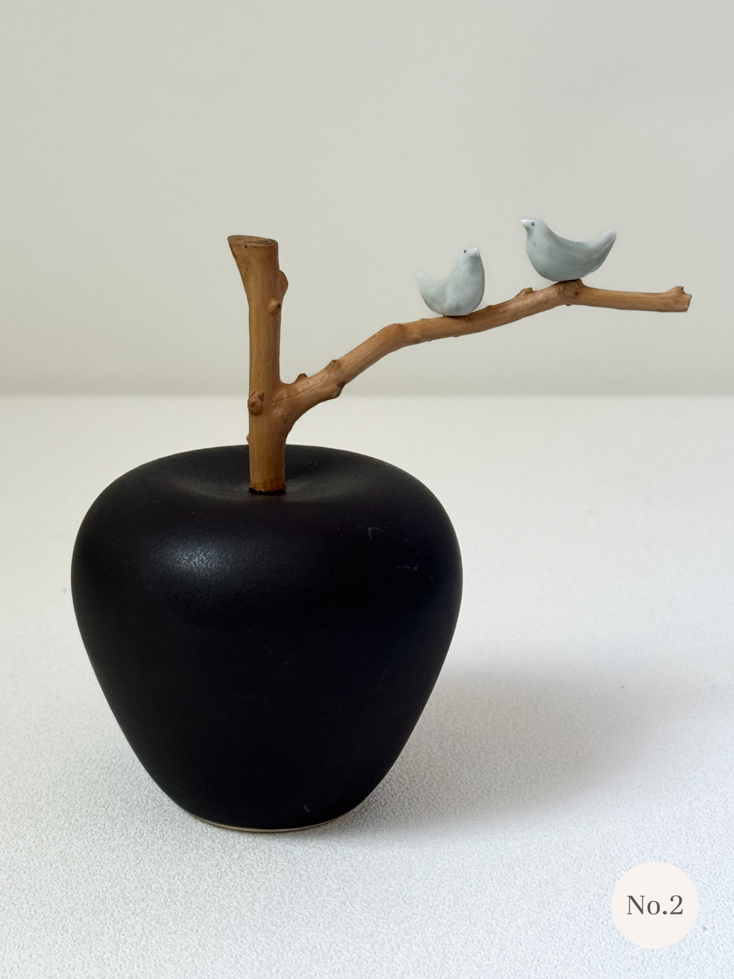 Black Apple with Magpie Branch — Quiet Black (흑색)