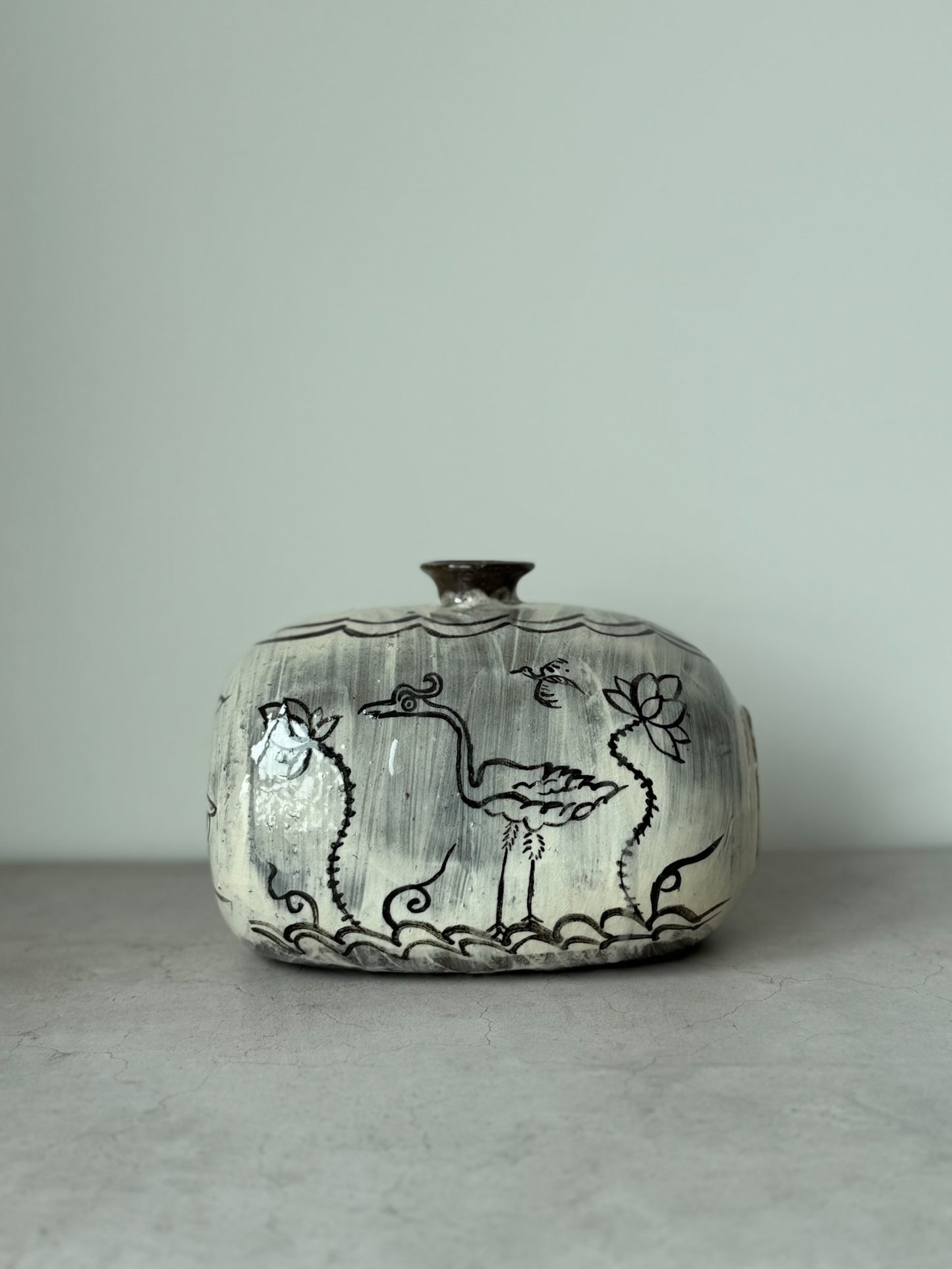 Joseon Buncheong Janggun Bottle - Bird