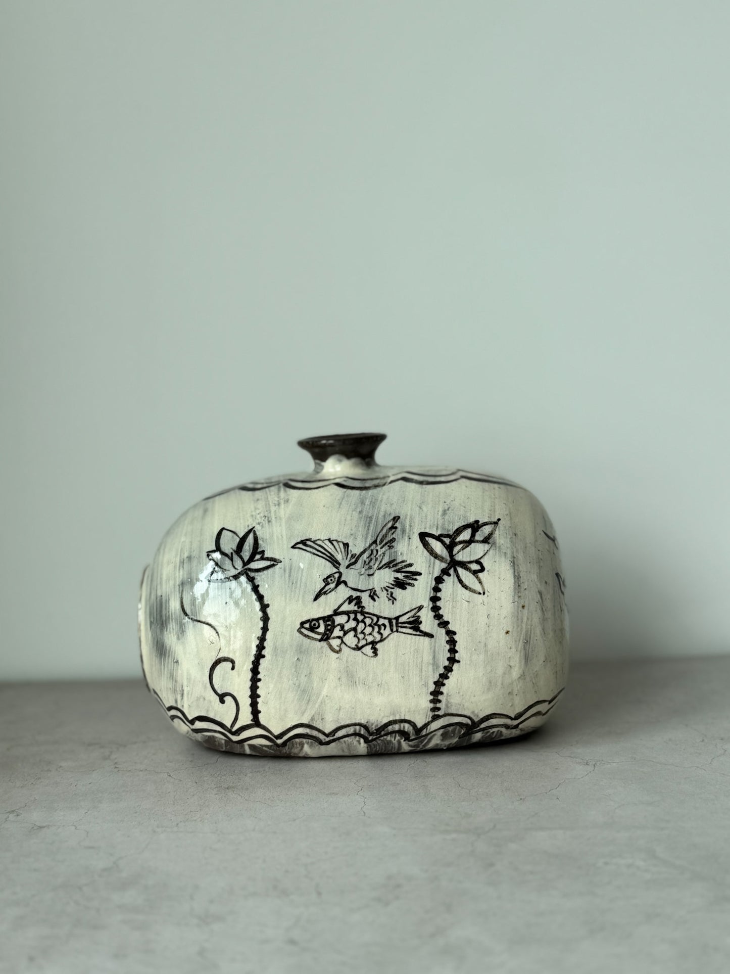 Joseon Buncheong Janggun Bottle - Bird
