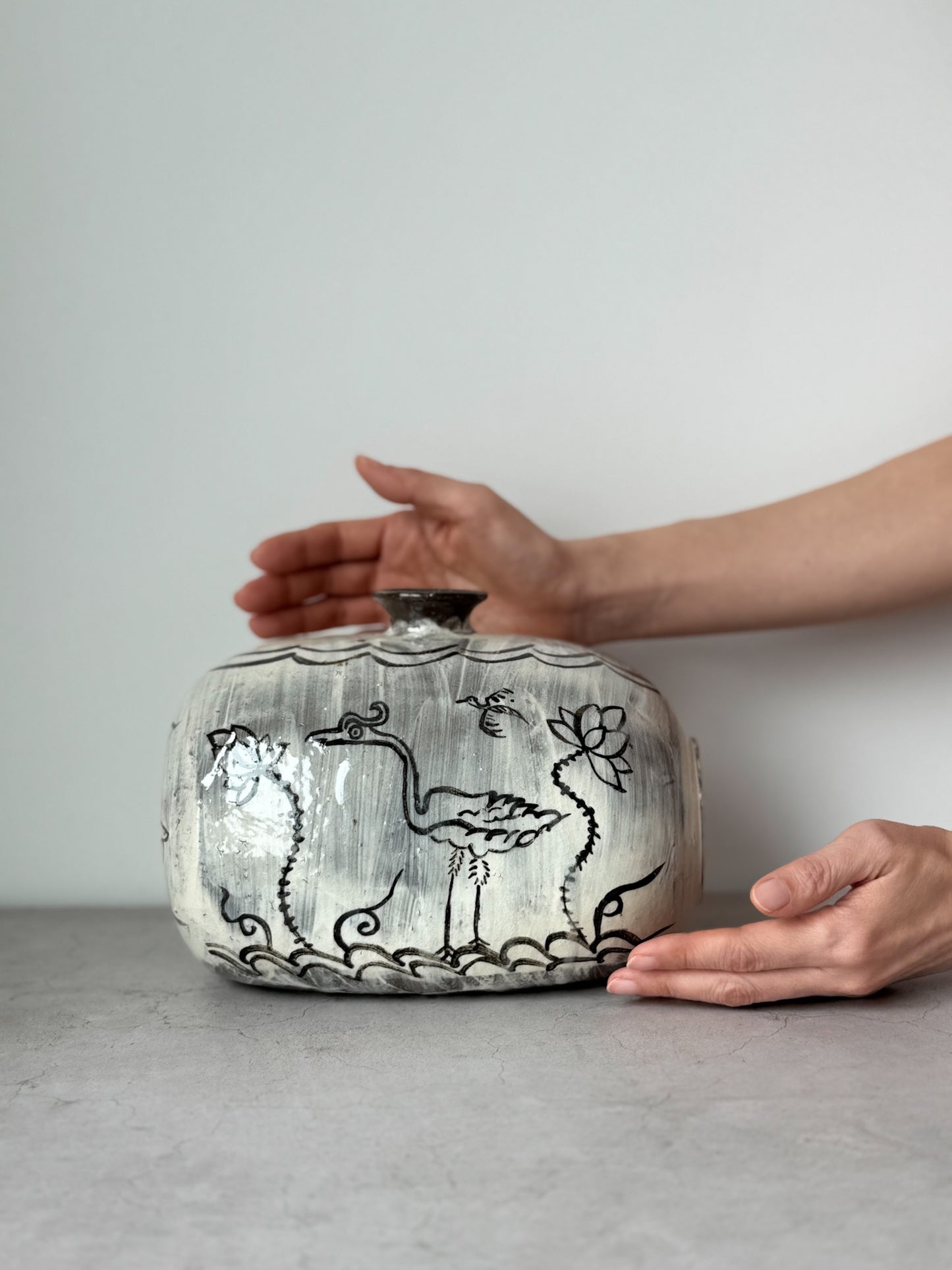 Joseon Buncheong Janggun Bottle - Bird