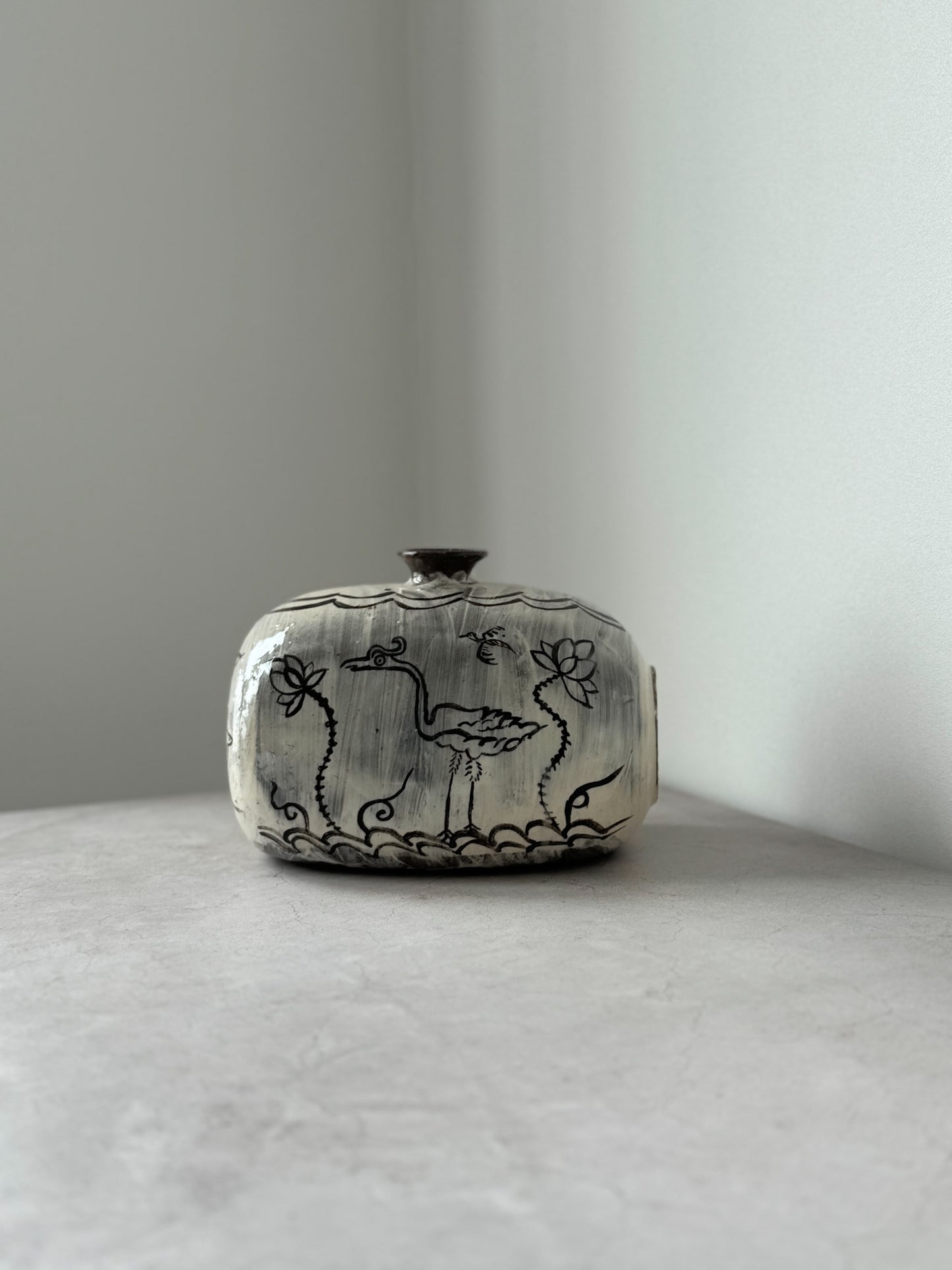 Joseon Buncheong Janggun Bottle - Bird