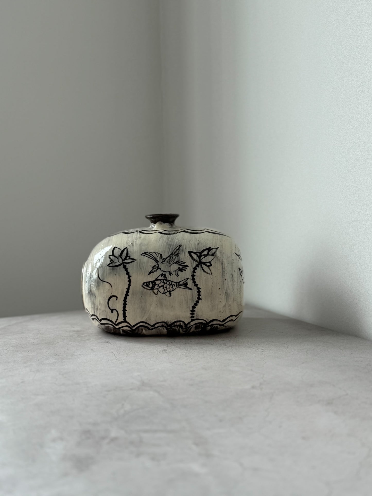 Joseon Buncheong Janggun Bottle - Bird