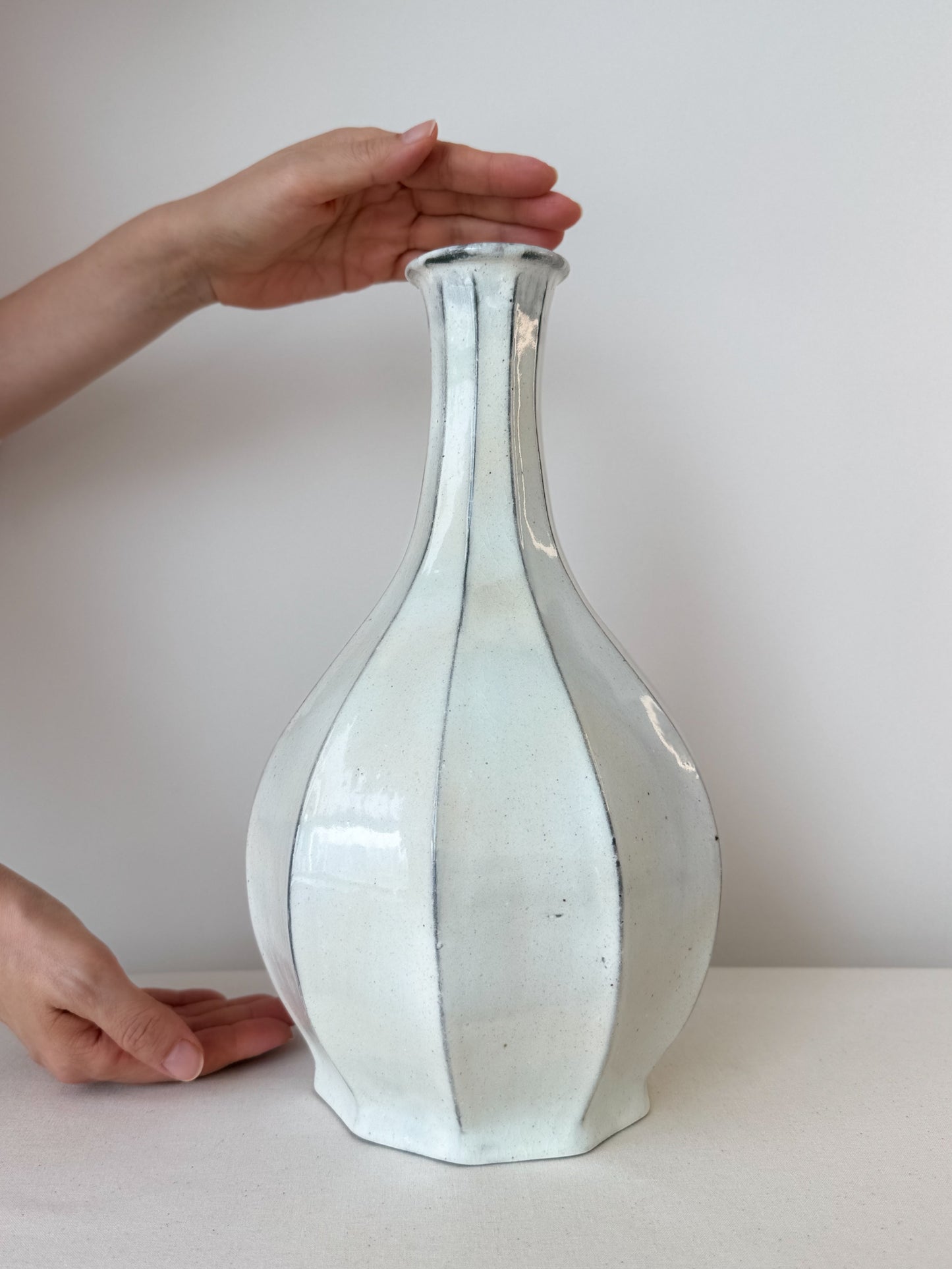 Milky White Faceted Bottle