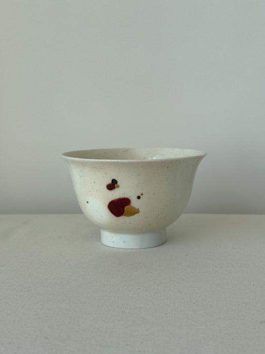 Falling Petals White Porcelain Chawan