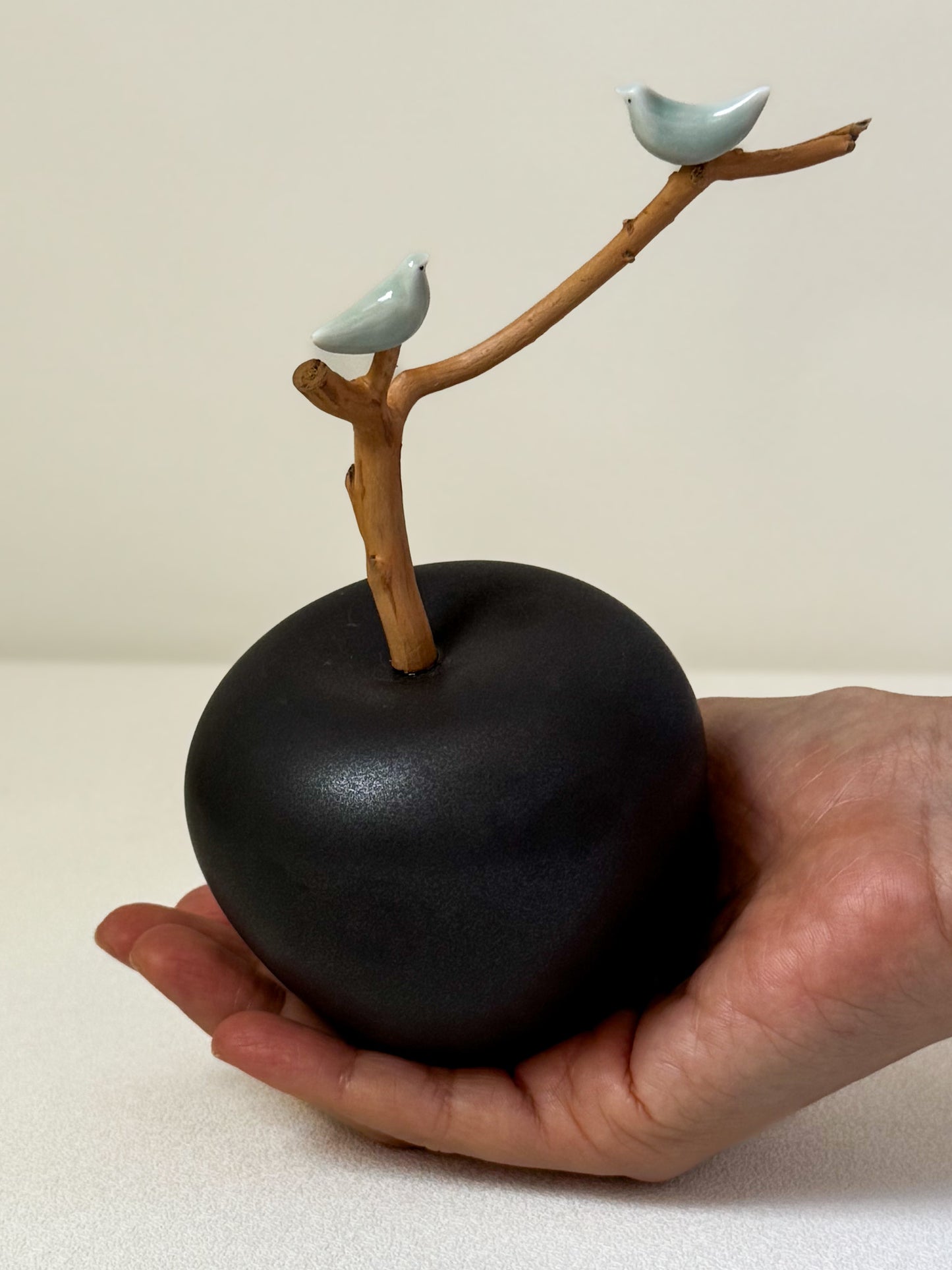 Black Apple with Magpie Branch — Quiet Black (흑색)