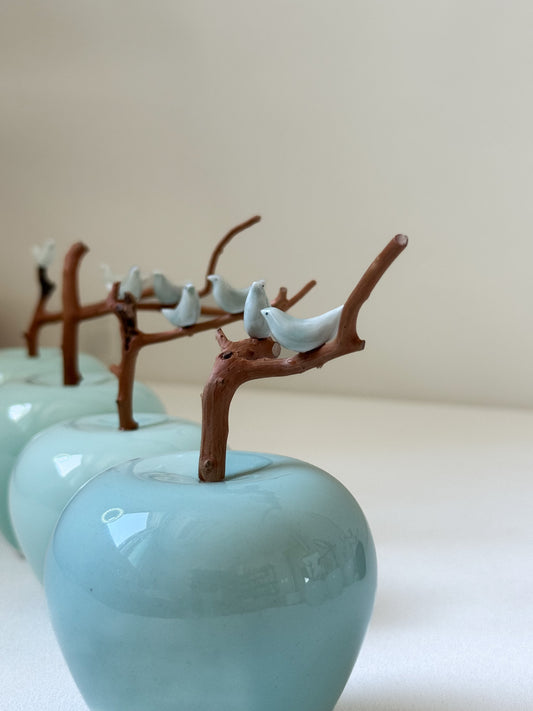 Celadon Apple with Magpie Branch — Jade Hue (옥색)